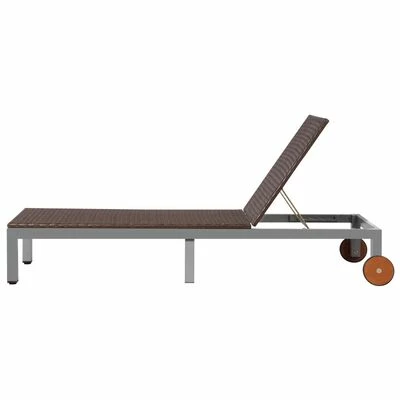 VidaXL Chaise longue avec roues Résine tressée Marron 6 VidaXL Chaise longue avec roues Résine tressée Marron – Image 4