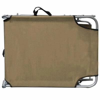 VidaXL Chaise longue pliable avec auvent Acier Taupe 6 VidaXL Chaise longue pliable avec auvent Acier Taupe – Image 4