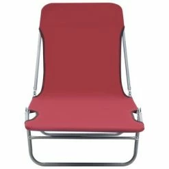VidaXL Chaises longues pliables 2 pcs Acier et tissu Rouge 11 VidaXL Chaises longues pliables 2 pcs Acier et tissu Rouge -Bains de soleil Soldes image 4 44301