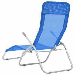VidaXL Chaises longues pliables 2 pcs Textilène Bleu -Bains de soleil Soldes image 4 44337