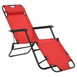 VidaXL Chaises longues pliables 2 pcs avec repose-pied Acier Rouge -Bains de soleil Soldes image 4 44344
