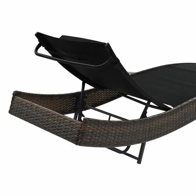 VidaXL Chaise longue avec oreiller Résine tressée Marron 6 VidaXL Chaise longue avec oreiller Résine tressée Marron – Image 4