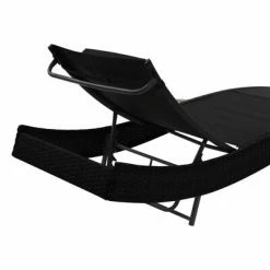 VidaXL Chaise longue avec oreiller Résine tressée Noir 11 VidaXL Chaise longue avec oreiller Résine tressée Noir -Bains de soleil Soldes image 4 44717