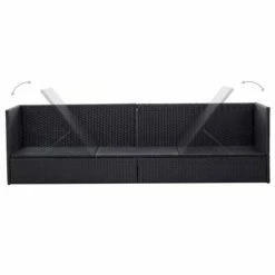 VidaXL Lit de jardin avec coussin et oreiller Résine tressée Noir 11 VidaXL Lit de jardin avec coussin et oreiller Résine tressée Noir -Bains de soleil Soldes image 4 46087