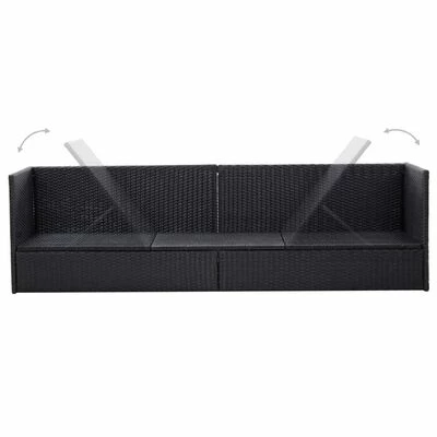 VidaXL Lit de jardin avec coussin et oreiller Résine tressée Noir 6 VidaXL Lit de jardin avec coussin et oreiller Résine tressée Noir – Image 4