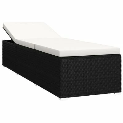 VidaXL Chaise longue et table à thé Résine tressée Blanc crème 6 VidaXL Chaise longue et table à thé Résine tressée Blanc crème – Image 4