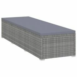 VidaXL Chaise longue avec coussin et table à thé Résine tressée Gris -Bains de soleil Soldes image 4 46227
