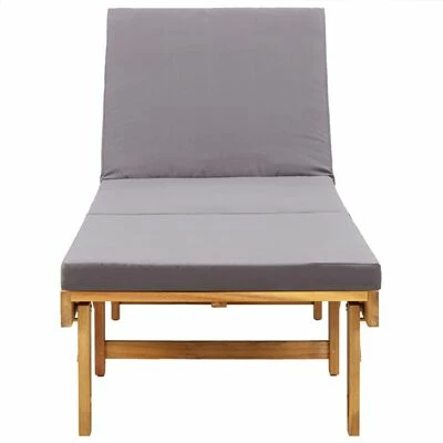VidaXL Chaise longue pliante avec coussin Bois d'acacia solide 6 VidaXL Chaise longue pliante avec coussin Bois d'acacia solide – Image 4