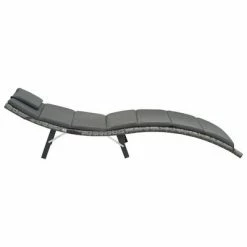 VidaXL Chaise longue pliable avec coussin Résine tressée Gris 11 VidaXL Chaise longue pliable avec coussin Résine tressée Gris -Bains de soleil Soldes image 4 47441