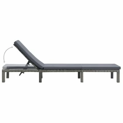VidaXL Chaise longue avec coussin Résine tressée Anthracite 6 VidaXL Chaise longue avec coussin Résine tressée Anthracite – Image 4