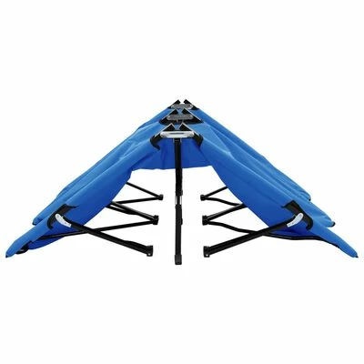 VidaXL Chaise longue pliable 2 places Bleu Acier 6 VidaXL Chaise longue pliable 2 places Bleu Acier – Image 4