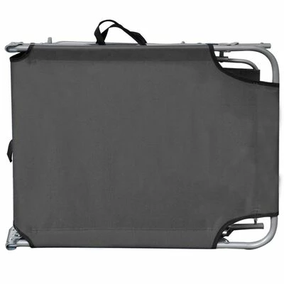 VidaXL Chaise longue pliable avec auvent Gris Aluminium 6 VidaXL Chaise longue pliable avec auvent Gris Aluminium – Image 4