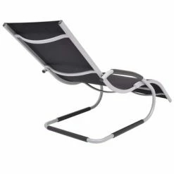 VidaXL Chaise longue avec oreiller Aluminium et textilène Noir 11 VidaXL Chaise longue avec oreiller Aluminium et textilène Noir -Bains de soleil Soldes image 4 47777