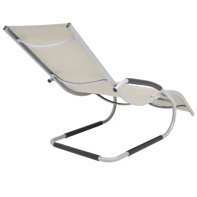 VidaXL Chaise longue avec oreiller Aluminium et textilène Crème 6 VidaXL Chaise longue avec oreiller Aluminium et textilène Crème – Image 4