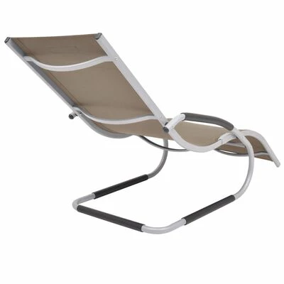 VidaXL Chaise longue avec oreiller Aluminium et textilène Taupe 6 VidaXL Chaise longue avec oreiller Aluminium et textilène Taupe – Image 4
