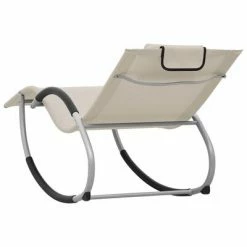 VidaXL Chaise longue avec oreiller Crème Textilène 11 VidaXL Chaise longue avec oreiller Crème Textilène -Bains de soleil Soldes image 4 47789