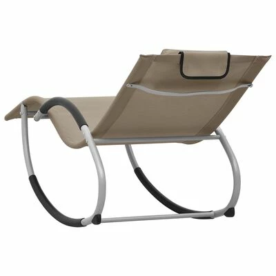 VidaXL Chaise longue avec oreiller Taupe Textilène 6 VidaXL Chaise longue avec oreiller Taupe Textilène – Image 4