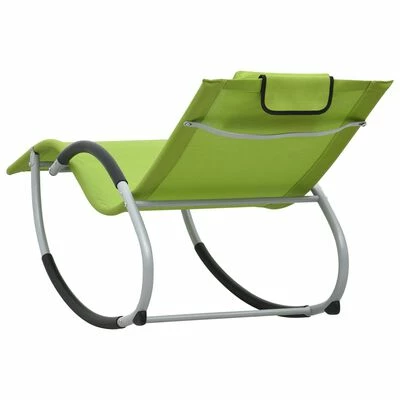VidaXL Chaise longue avec oreiller Vert Textilène 6 VidaXL Chaise longue avec oreiller Vert Textilène – Image 4
