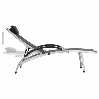 VidaXL Chaise longue Aluminium Textilène Noir 6 VidaXL Chaise longue Aluminium Textilène Noir – Image 4
