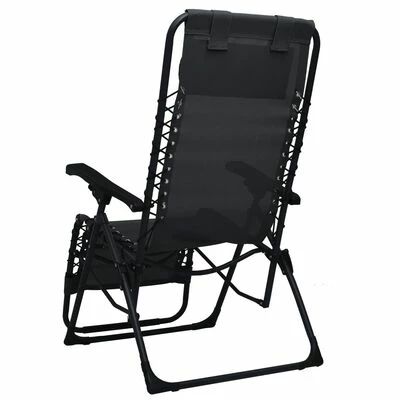VidaXL Chaise pliable de terrasse Noir Textilène 6 VidaXL Chaise pliable de terrasse Noir Textilène – Image 4
