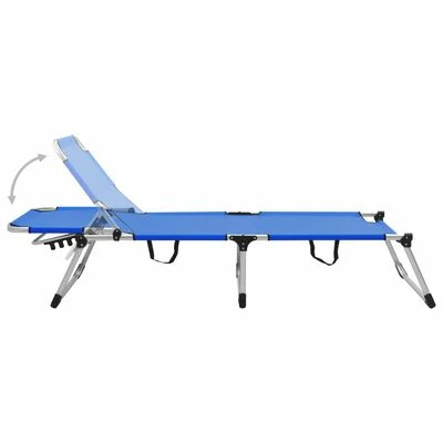 VidaXL Chaise longue pliable extra haute pour seniors Bleu Aluminium 6 VidaXL Chaise longue pliable extra haute pour seniors Bleu Aluminium – Image 4