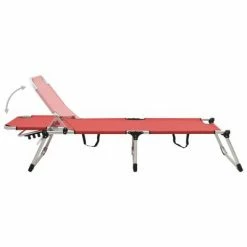 VidaXL Chaise longue pliable extra haute pour seniors Rouge Aluminium 11 VidaXL Chaise longue pliable extra haute pour seniors Rouge Aluminium -Bains de soleil Soldes image 4 47914