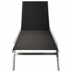 VidaXL Chaise longue Acier et textilène Noir 11 VidaXL Chaise longue Acier et textilène Noir -Bains de soleil Soldes image 4 48011