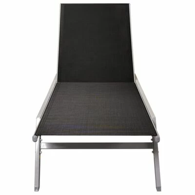 VidaXL Chaise longue Acier et textilène Noir 6 VidaXL Chaise longue Acier et textilène Noir – Image 4