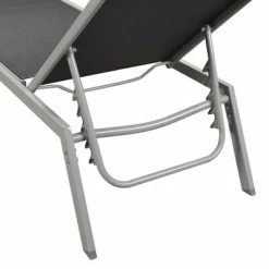 VidaXL Chaises longues 2 pcs avec table Acier et textilène Noir 11 VidaXL Chaises longues 2 pcs avec table Acier et textilène Noir -Bains de soleil Soldes image 4 48012