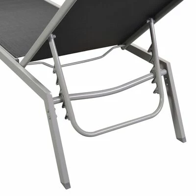 VidaXL Chaises longues 2 pcs avec table Acier et textilène Noir 6 VidaXL Chaises longues 2 pcs avec table Acier et textilène Noir – Image 4
