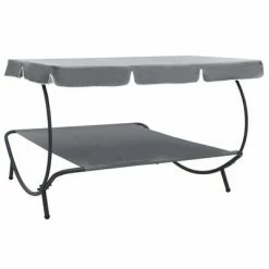 VidaXL Lit de repos d'extérieur avec auvent Gris 11 VidaXL Lit de repos d'extérieur avec auvent Gris -Bains de soleil Soldes image 4 48073