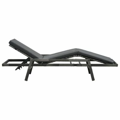 VidaXL Chaise longue avec coussin Résine tressée Gris 6 VidaXL Chaise longue avec coussin Résine tressée Gris – Image 4