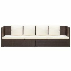 VidaXL Lit de jardin avec coussin et oreillers Résine tressée Marron 11 VidaXL Lit de jardin avec coussin et oreillers Résine tressée Marron -Bains de soleil Soldes image 4 49392