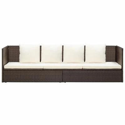 VidaXL Lit de jardin avec coussin et oreillers Résine tressée Marron 6 VidaXL Lit de jardin avec coussin et oreillers Résine tressée Marron – Image 4