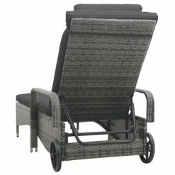 VidaXL Chaise longue avec roues Résine tressée Anthracite 11 VidaXL Chaise longue avec roues Résine tressée Anthracite -Bains de soleil Soldes image 4 49497