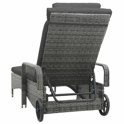 VidaXL Chaise longue avec roues Résine tressée Anthracite 6 VidaXL Chaise longue avec roues Résine tressée Anthracite – Image 4