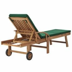 VidaXL Chaises longues avec coussins 2 pcs Bois de teck solide Vert 12 VidaXL Chaises longues avec coussins 2 pcs Bois de teck solide Vert -Bains de soleil Soldes image 5 3054635