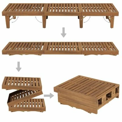 VidaXL Chaise longue pliable avec coussin Bois d'acacia solide 7 VidaXL Chaise longue pliable avec coussin Bois d'acacia solide – Image 5