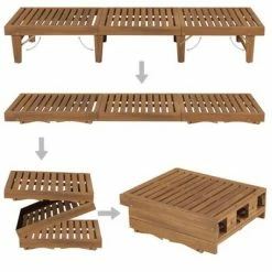 VidaXL Chaise longue pliable avec coussin Bois d'acacia solide -Bains de soleil Soldes image 5 3064175