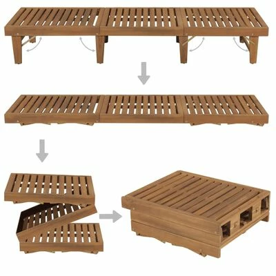 VidaXL Chaise longue pliable avec coussin Bois d'acacia solide 7 VidaXL Chaise longue pliable avec coussin Bois d'acacia solide – Image 5