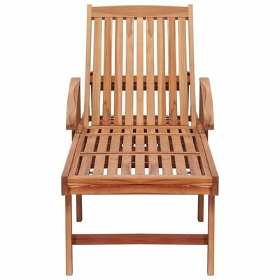 VidaXL Chaises longues 2pcs avec coussin motif de feuilles Teck solide 7 VidaXL Chaises longues 2pcs avec coussin motif de feuilles Teck solide – Image 5
