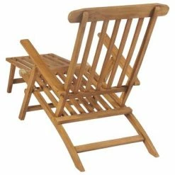 VidaXL Chaises de terrasse avec repose-pied 2 pcs Bois de teck solide -Bains de soleil Soldes image 5 3073291