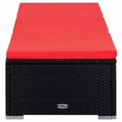 VidaXL Chaise longue avec coussin et table à thé Résine tressée Rouge 12 VidaXL Chaise longue avec coussin et table à thé Résine tressée Rouge -Bains de soleil Soldes image 5 310226