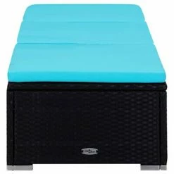 VidaXL Chaise longue avec coussin et table à thé Résine tressée Bleu 12 VidaXL Chaise longue avec coussin et table à thé Résine tressée Bleu -Bains de soleil Soldes image 5 310227