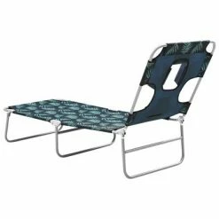 VidaXL Chaise longue avec coussin de tête Acier Motif de feuilles 12 VidaXL Chaise longue avec coussin de tête Acier Motif de feuilles -Bains de soleil Soldes image 5 310334