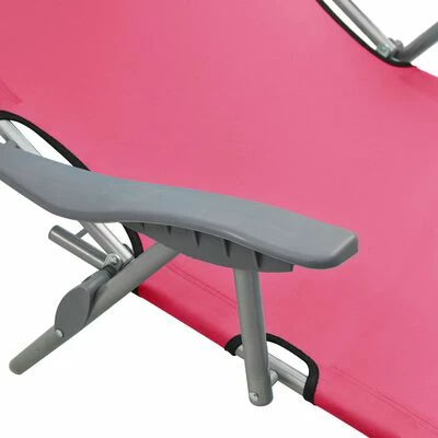 VidaXL Chaise longue avec auvent Acier Rose 7 VidaXL Chaise longue avec auvent Acier Rose – Image 5