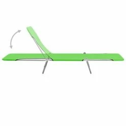 VidaXL Chaises longues pliables 2 pcs Acier et tissu Vert -Bains de soleil Soldes image 5 310343