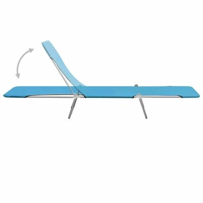 VidaXL Chaises longues pliables 2 pcs Acier et tissu Bleu 7 VidaXL Chaises longues pliables 2 pcs Acier et tissu Bleu – Image 5