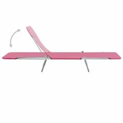 VidaXL Chaises longues pliables 2 pcs Acier et tissu Rose 12 VidaXL Chaises longues pliables 2 pcs Acier et tissu Rose -Bains de soleil Soldes image 5 310345