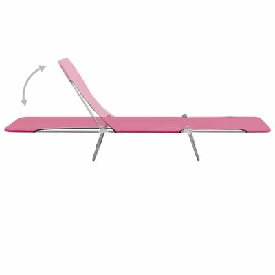 VidaXL Chaises longues pliables 2 pcs Acier et tissu Rose 7 VidaXL Chaises longues pliables 2 pcs Acier et tissu Rose – Image 5